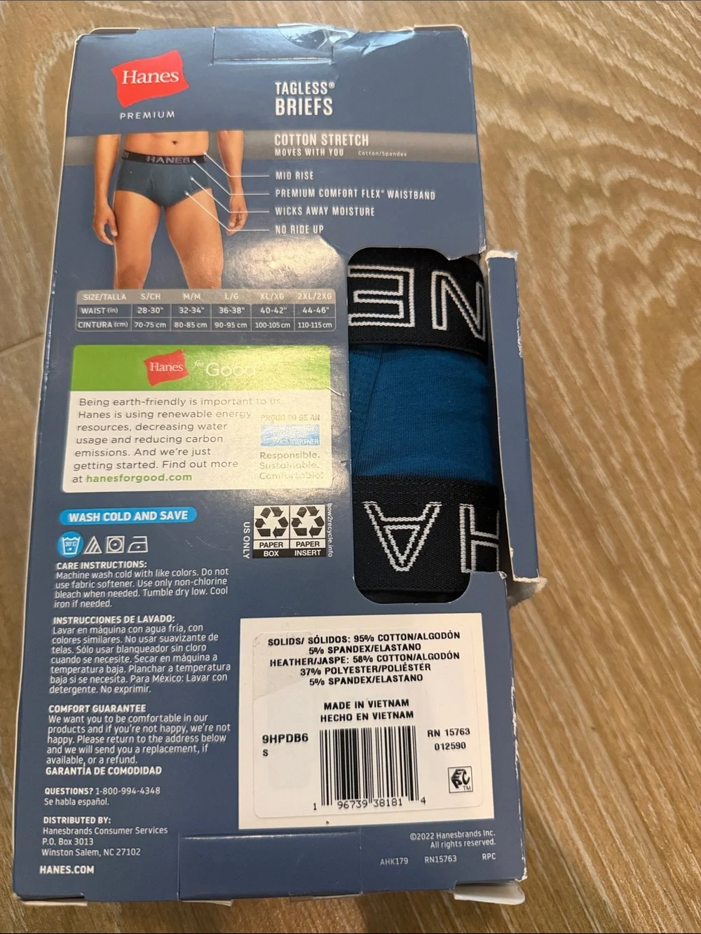 Hanes Men's Stretch Tagless Briefs - 6 Pack NIB Size S